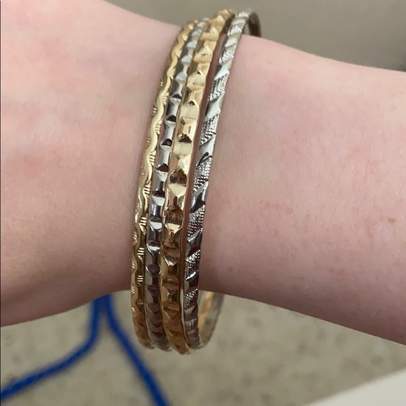 Four piece silver and gold bracelets - Picture 2 of 2
